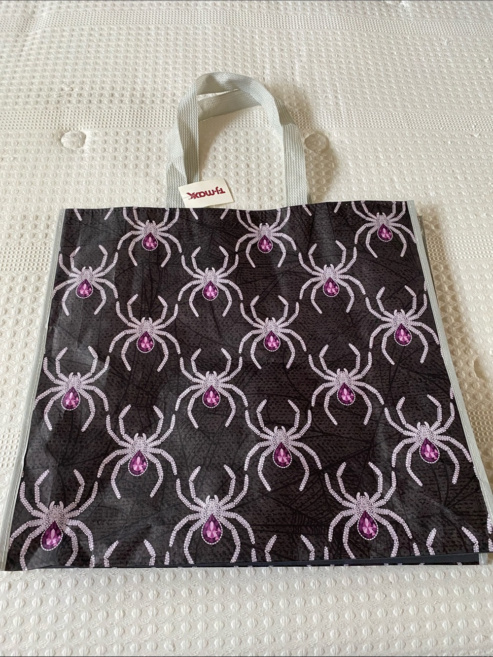 Spider Print Reusable Tjmaxx Tote Bag in Black and Pink